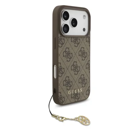 Husă spate Guess 4G Charm MagSafe pentru iPhone 17 Pro, maro, ton pe ton