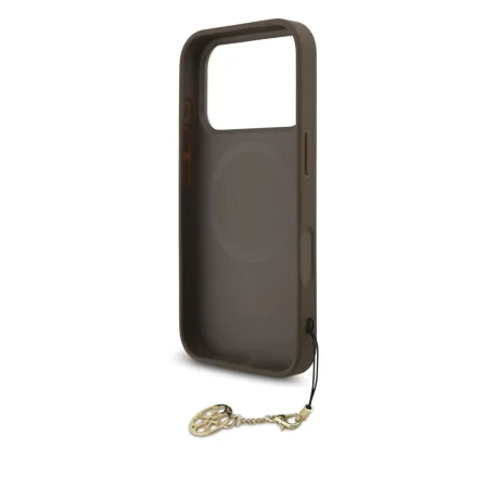Husă spate Guess 4G Charm MagSafe pentru iPhone 17 Pro, maro, ton pe ton