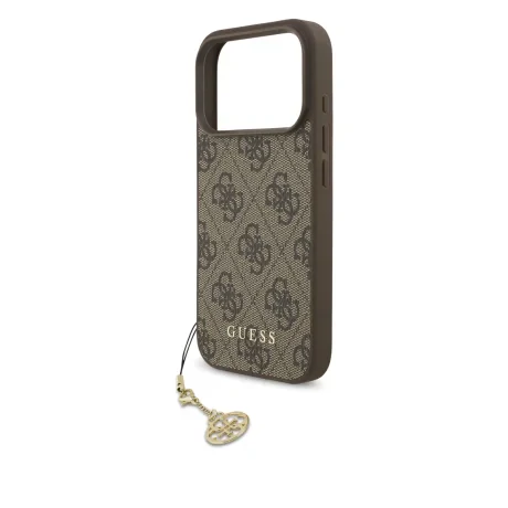 Husă spate Guess 4G Charm MagSafe pentru iPhone 17 Pro, maro, ton pe ton