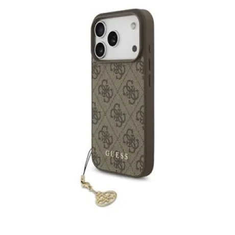 Husă spate Guess 4G Charm MagSafe pentru iPhone 17 Pro, maro, ton pe ton