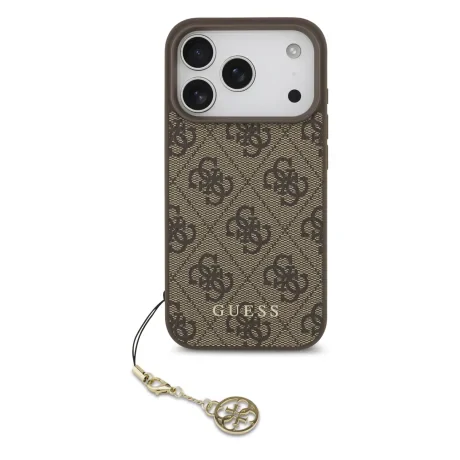 Husă spate Guess 4G Charm MagSafe pentru iPhone 17 Pro, maro, ton pe ton