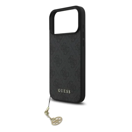 Husă spate Guess 4G Charm MagSafe pentru iPhone 17 Pro Max, gri ton pe ton
