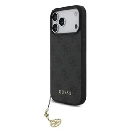 Husă spate Guess 4G Charm MagSafe pentru iPhone 17 Pro Max, gri ton pe ton