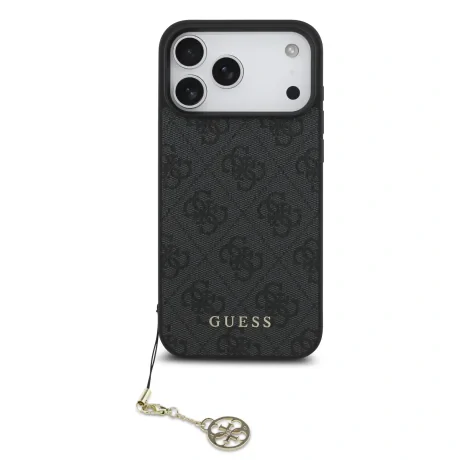 Husă spate Guess 4G Charm MagSafe pentru iPhone 17 Pro Max, gri ton pe ton