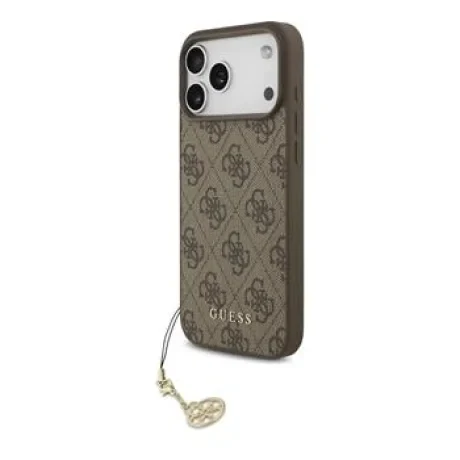 Husă spate Guess 4G Charm MagSafe pentru iPhone 17 Pro Max, maro, ton pe ton