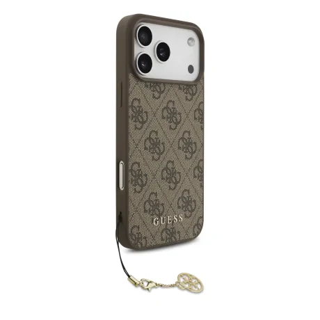Husă spate Guess 4G Charm MagSafe pentru iPhone 17 Pro Max, maro, ton pe ton