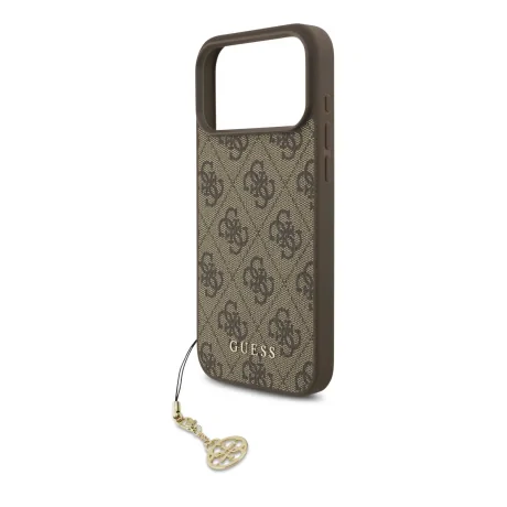 Husă spate Guess 4G Charm MagSafe pentru iPhone 17 Pro Max, maro, ton pe ton