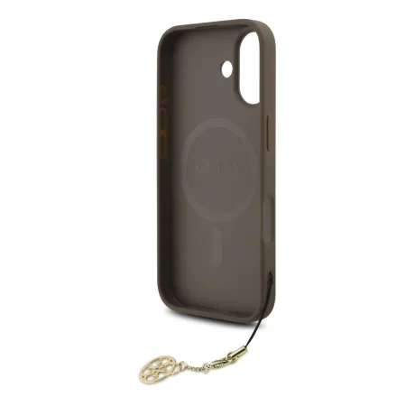 Husă spate Guess 4G Charm MagSafe pentru iPhone 17, ton pe ton, maro