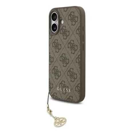 Husă spate Guess 4G Charm MagSafe pentru iPhone 17, ton pe ton, maro