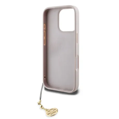 Husă spate Guess 4G Charm pentru iPhone 16 Pro Max, roz ton pe ton
