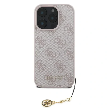 Husă spate Guess 4G Charm pentru iPhone 16 Pro, roz ton pe ton