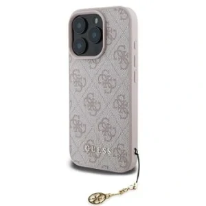 Husă spate Guess 4G Charm pentru iPhone 16 Pro, roz ton pe ton