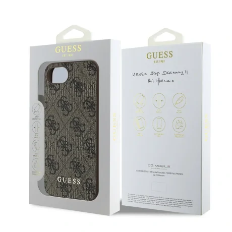 Husă spate Guess 4G Charm pentru iPhone 16e/17e, ton pe ton, maro