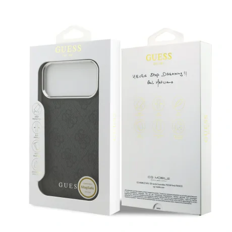 Husă spate Guess 4G MagSafe pentru iPhone 17 Pro Max, neagră
