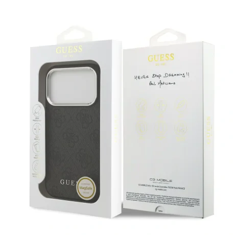 Husă spate Guess 4G MagSafe pentru iPhone 17 Pro, neagră