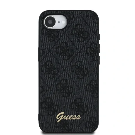Husă spate Guess 4G Script Logo MagSafe pentru iPhone 16e/17e, neagră