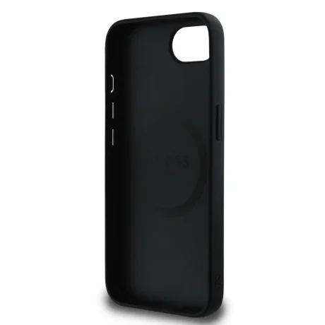 Husă spate Guess 4G Script Logo MagSafe pentru iPhone 16e/17e, neagră