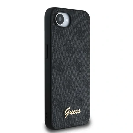 Husă spate Guess 4G Script Logo MagSafe pentru iPhone 16e/17e, neagră