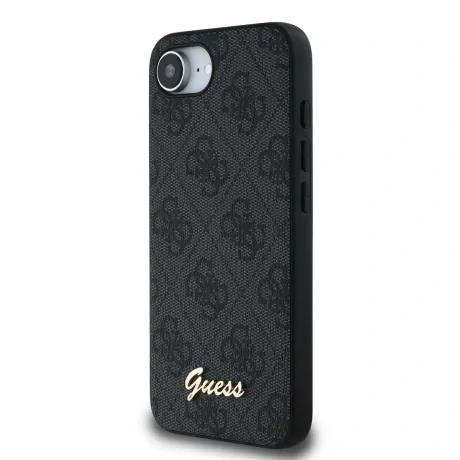 Husă spate Guess 4G Script Logo MagSafe pentru iPhone 16e/17e, neagră