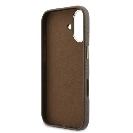 Husă spate Guess cu logo din rășină PU pentru iPhone 17, maro