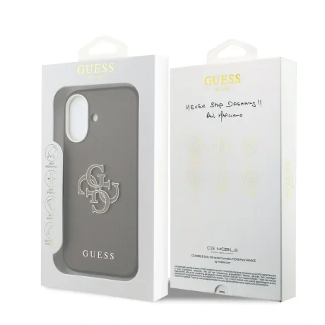 Husă spate Guess cu logo din rășină PU pentru iPhone 17, maro