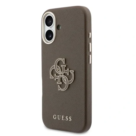 Husă spate Guess cu logo din rășină PU pentru iPhone 17, maro