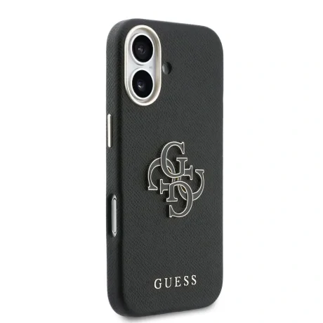 Husă spate Guess cu logo din rășină PU pentru iPhone 17, neagră