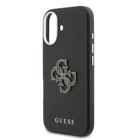 Husă spate Guess cu logo din rășină PU pentru iPhone 17, neagră