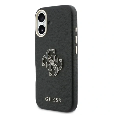 Husă spate Guess cu logo din rășină PU pentru iPhone 17, neagră