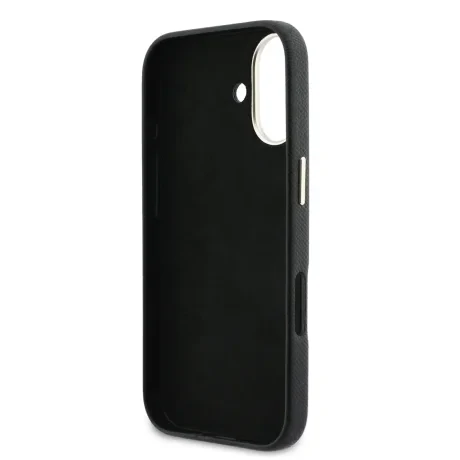 Husă spate Guess cu logo din rășină PU pentru iPhone 17, neagră
