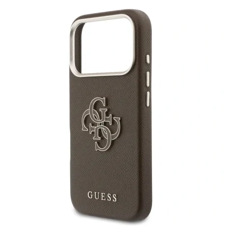 Husă spate Guess cu logo din rășină PU pentru iPhone 17 Pro, maro