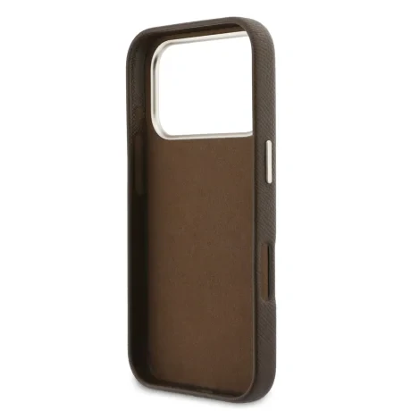Husă spate Guess cu logo din rășină PU pentru iPhone 17 Pro, maro