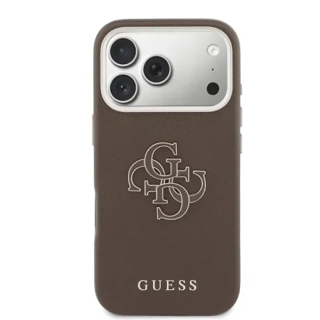 Husă spate Guess cu logo din rășină PU pentru iPhone 17 Pro Max, maro