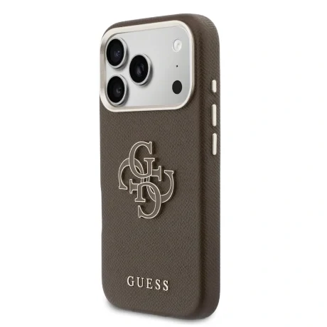 Husă spate Guess cu logo din rășină PU pentru iPhone 17 Pro Max, maro