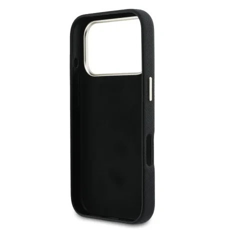 Husă spate Guess cu logo din rășină PU pentru iPhone 17 Pro Max, neagră