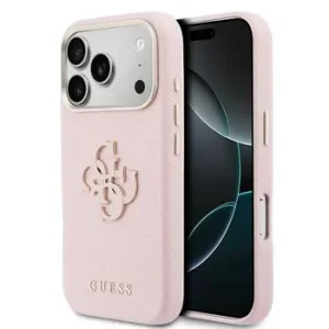 Husă spate Guess cu logo din rășină PU pentru iPhone 17 Pro Max, roz