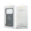 Husă spate Guess cu logo din rășină PU pentru iPhone 17 Pro, neagră