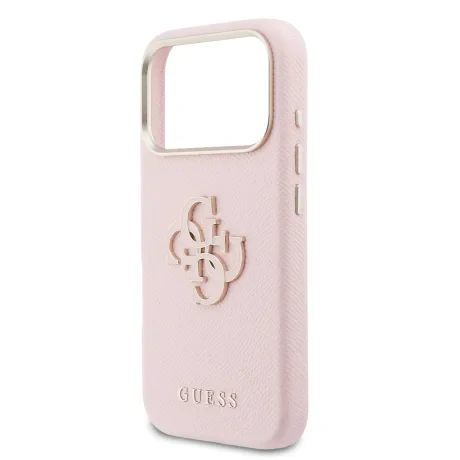 Husă spate Guess cu logo din rășină PU pentru iPhone 17 Pro, roz