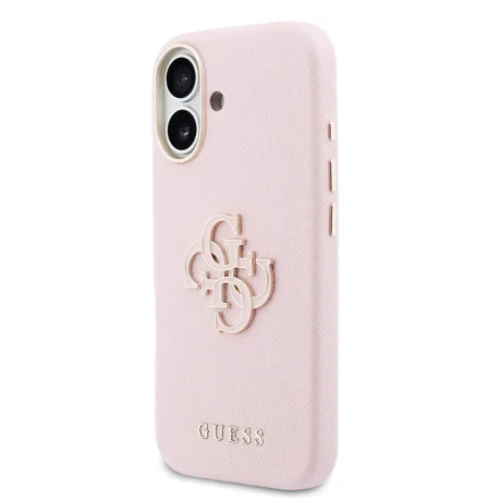 Husă spate Guess cu logo din rășină PU pentru iPhone 17, roz