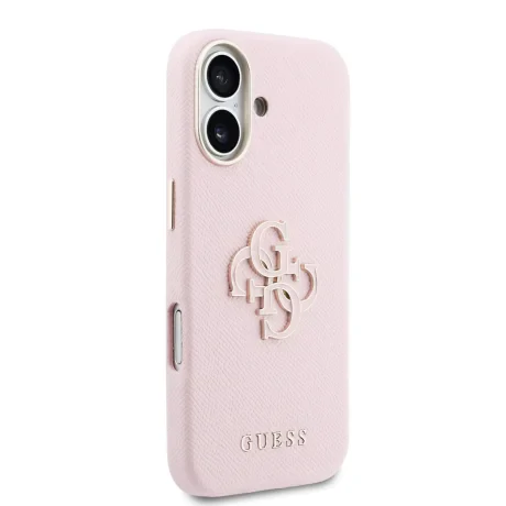 Husă spate Guess cu logo din rășină PU pentru iPhone 17, roz