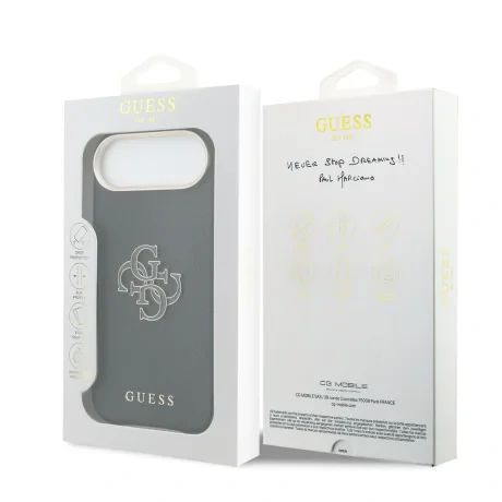 Husa spate Guess cu logo din rășină PU pentru iPhone Air, neagră