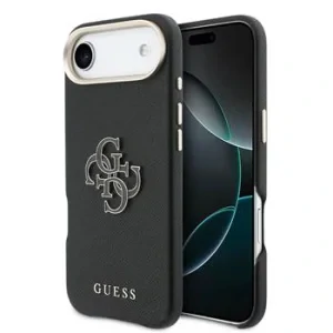 Husa spate Guess cu logo din rășină PU pentru iPhone Air, neagră