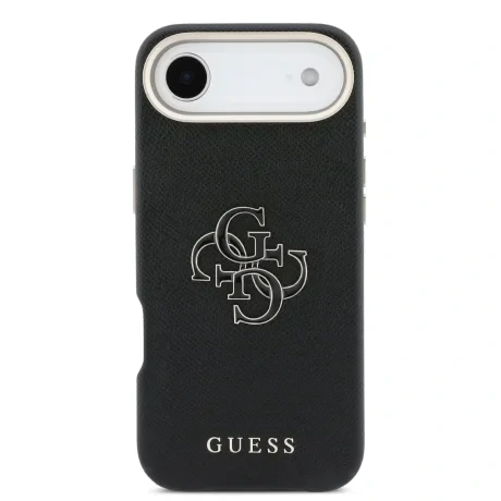 Husa spate Guess cu logo din rășină PU pentru iPhone Air, neagră