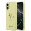Husa spate Guess cu logo metalic din silicon lichid 4G pentru iPhone 17, galbenă