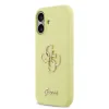Husa spate Guess cu logo metalic din silicon lichid 4G pentru iPhone 17, galbenă
