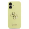 Husa spate Guess cu logo metalic din silicon lichid 4G pentru iPhone 17, galbenă