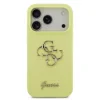 Husa spate Guess cu logo metalic din silicon lichid 4G pentru iPhone 17 Pro, galbenă