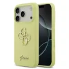 Husa spate Guess cu logo metalic din silicon lichid 4G pentru iPhone 17 Pro, galbenă