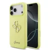 Husă spate Guess cu logo metalic din silicon lichid 4G pentru iPhone 17 Pro Max, galbenă