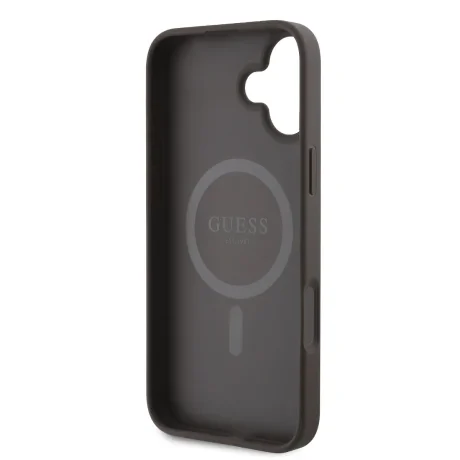 Husa spate Guess din piele PU 4G Big Love Logo MagSafe pentru iPhone 16, maro